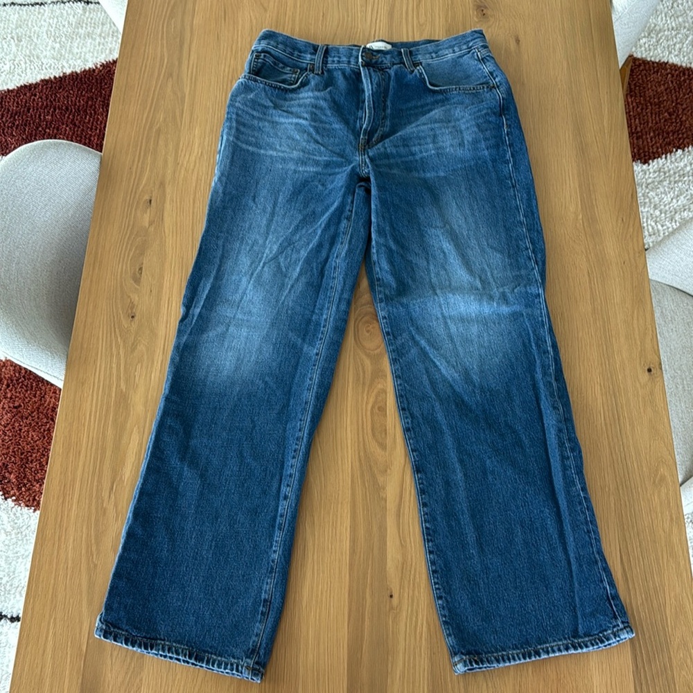 Zara ZW LOOSE FIT LOW-RISE JEANS BLUE, size 12, gently worn